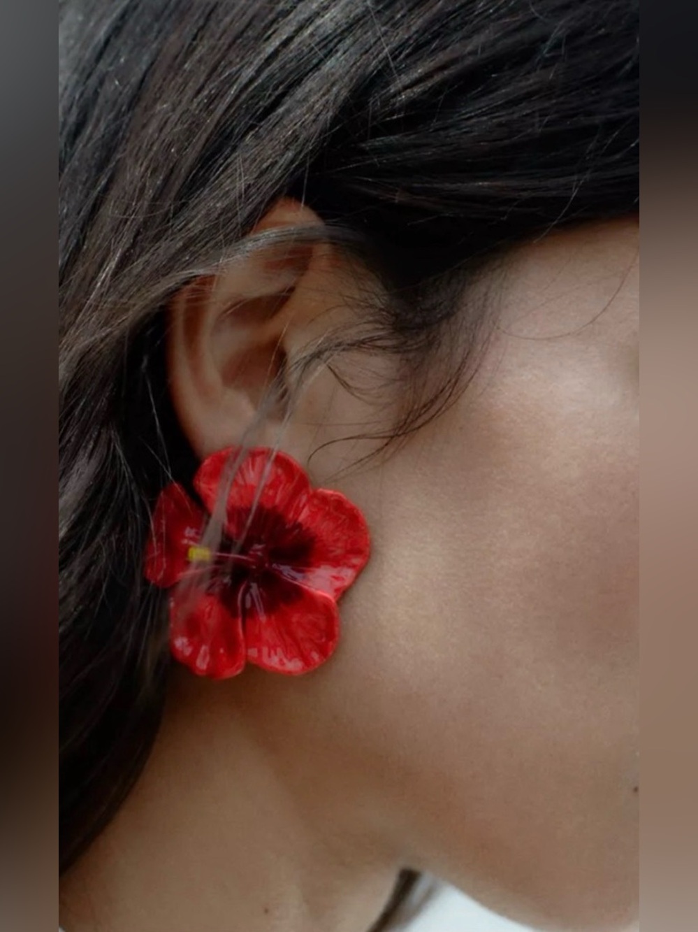 Zara Enameled Flower Earings and Metal Hoop Earrings